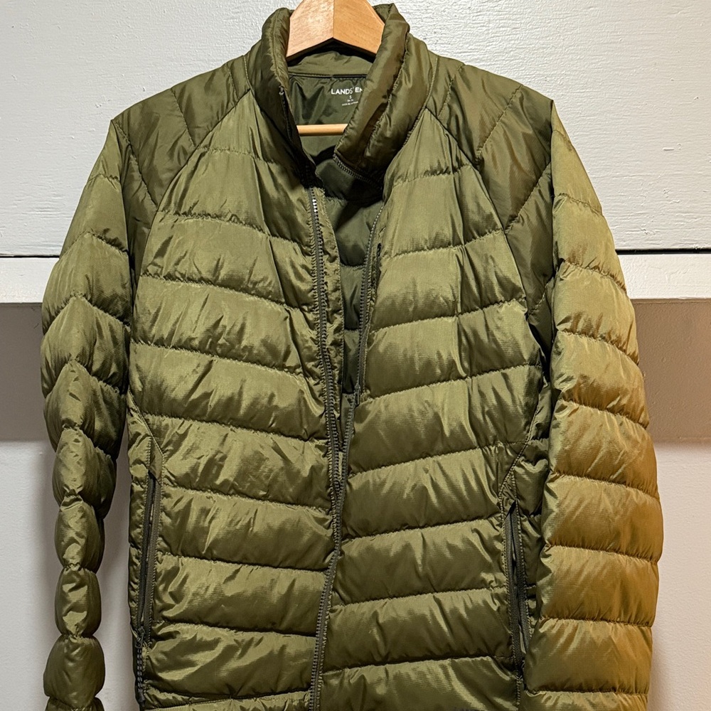One hour sale!!! Lands' End Men's Green Puffer Jacket